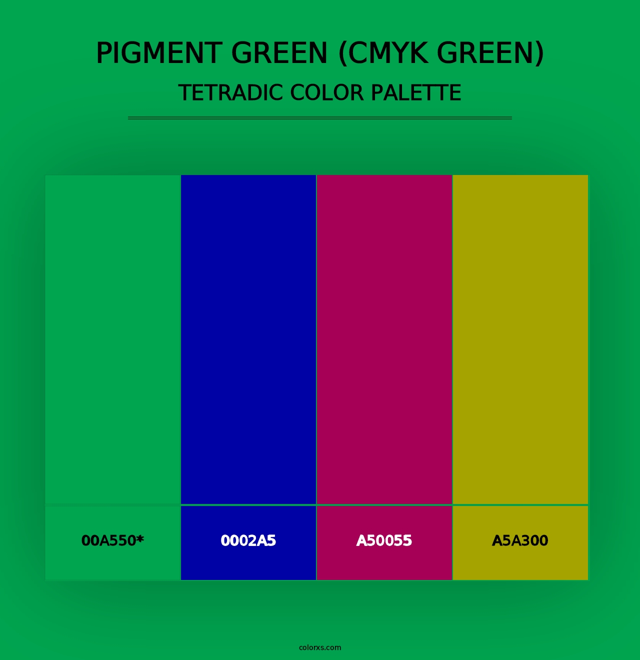 Pigment Green (CMYK Green) - Tetradic Color Palette