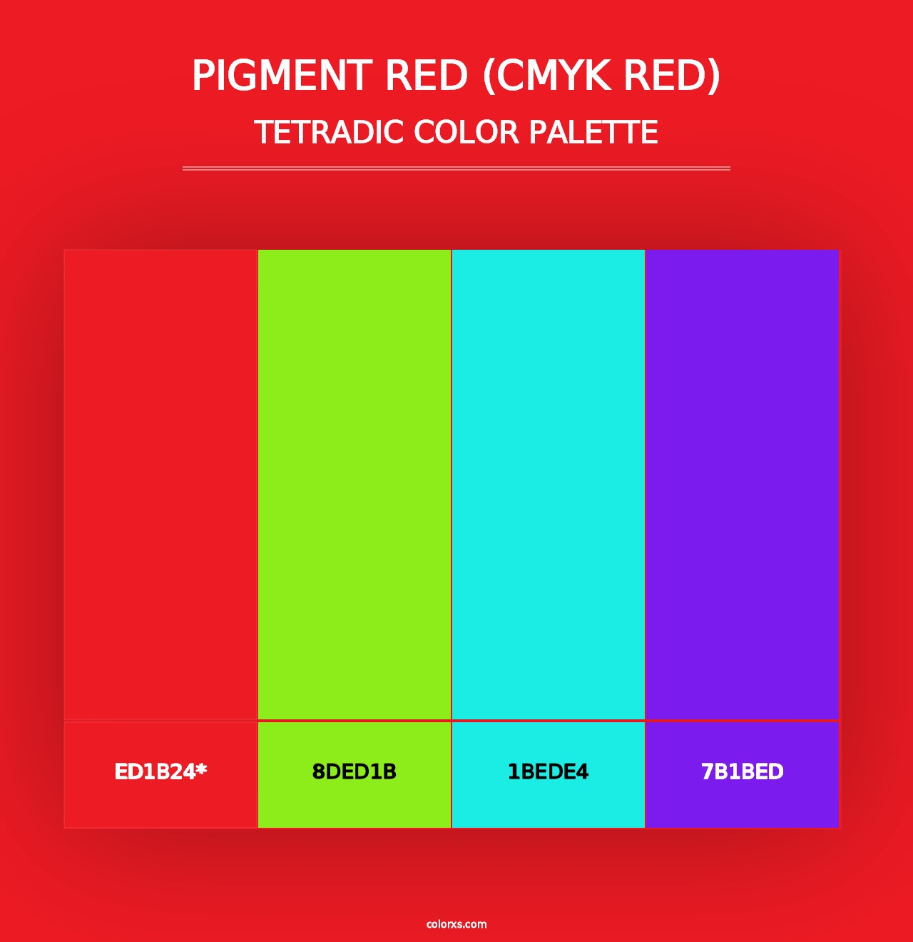 Pigment Red (CMYK Red) - Tetradic Color Palette