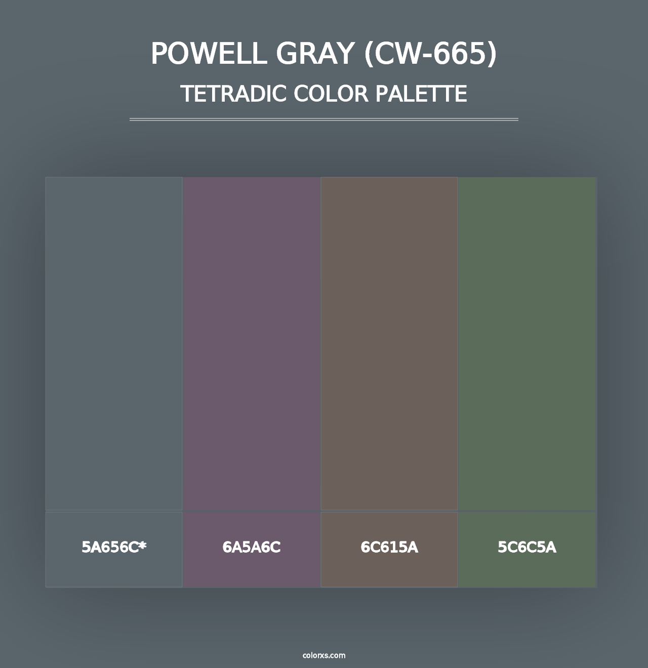 Powell Gray (CW-665) - Tetradic Color Palette