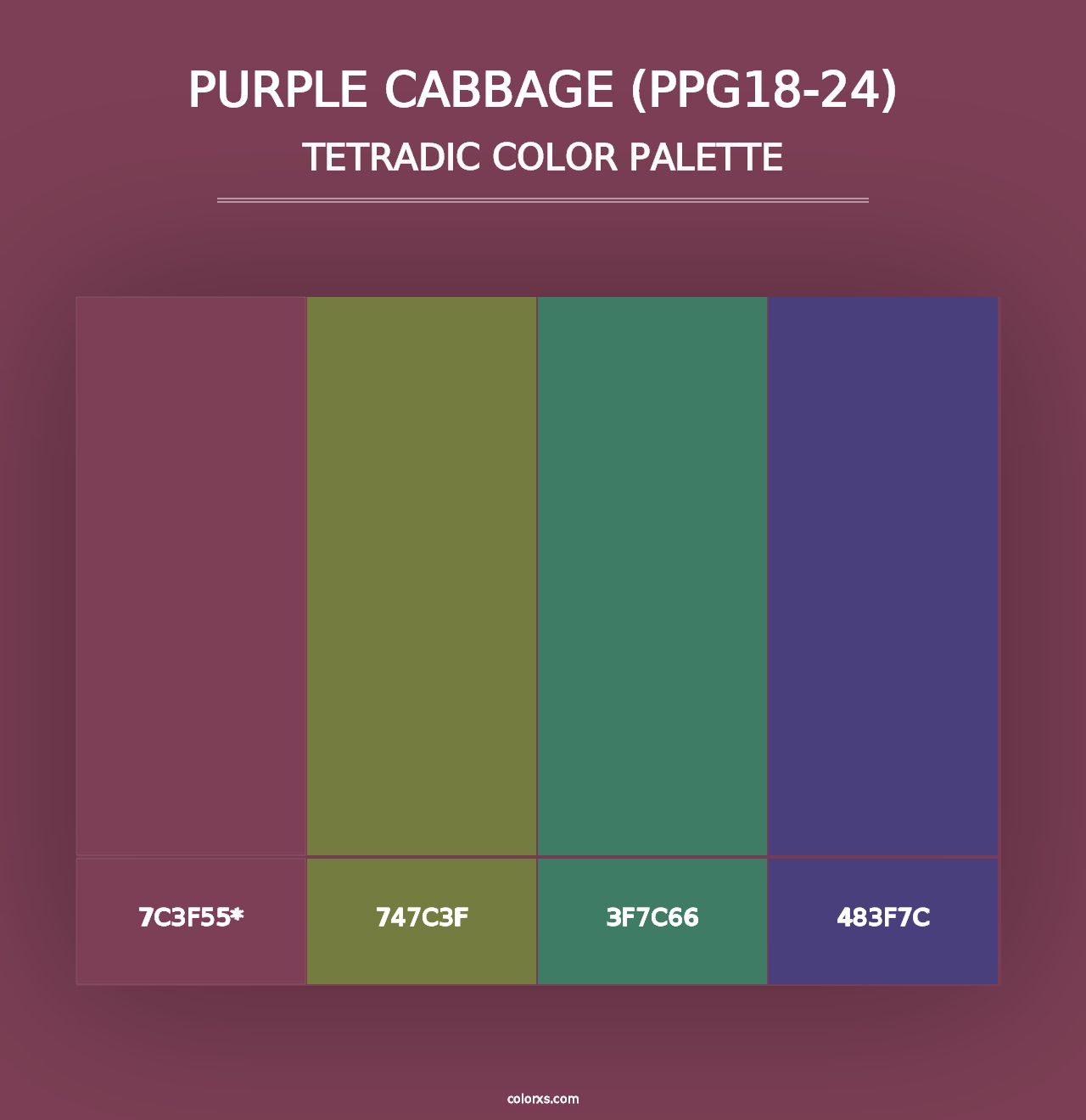 Purple Cabbage (PPG18-24) - Tetradic Color Palette