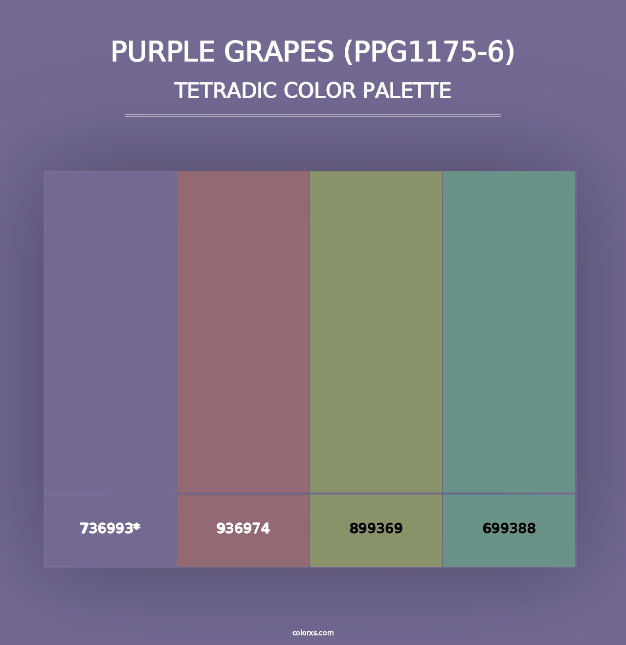 Purple Grapes (PPG1175-6) - Tetradic Color Palette