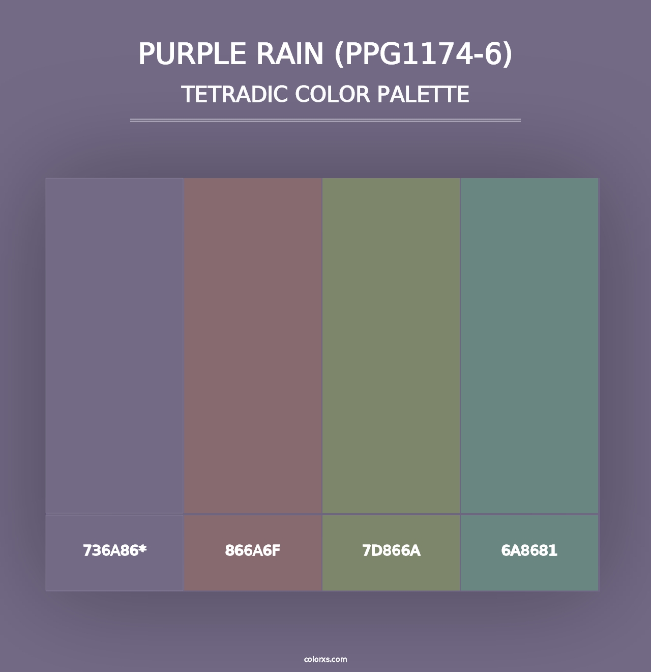 Purple Rain (PPG1174-6) - Tetradic Color Palette