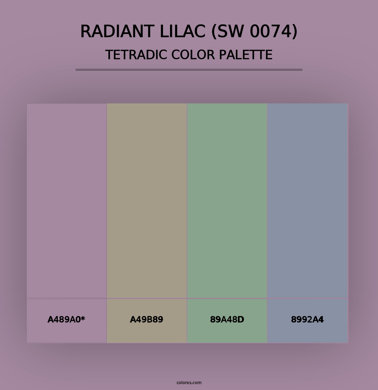 Radiant Lilac (SW 0074) - Tetradic Color Palette