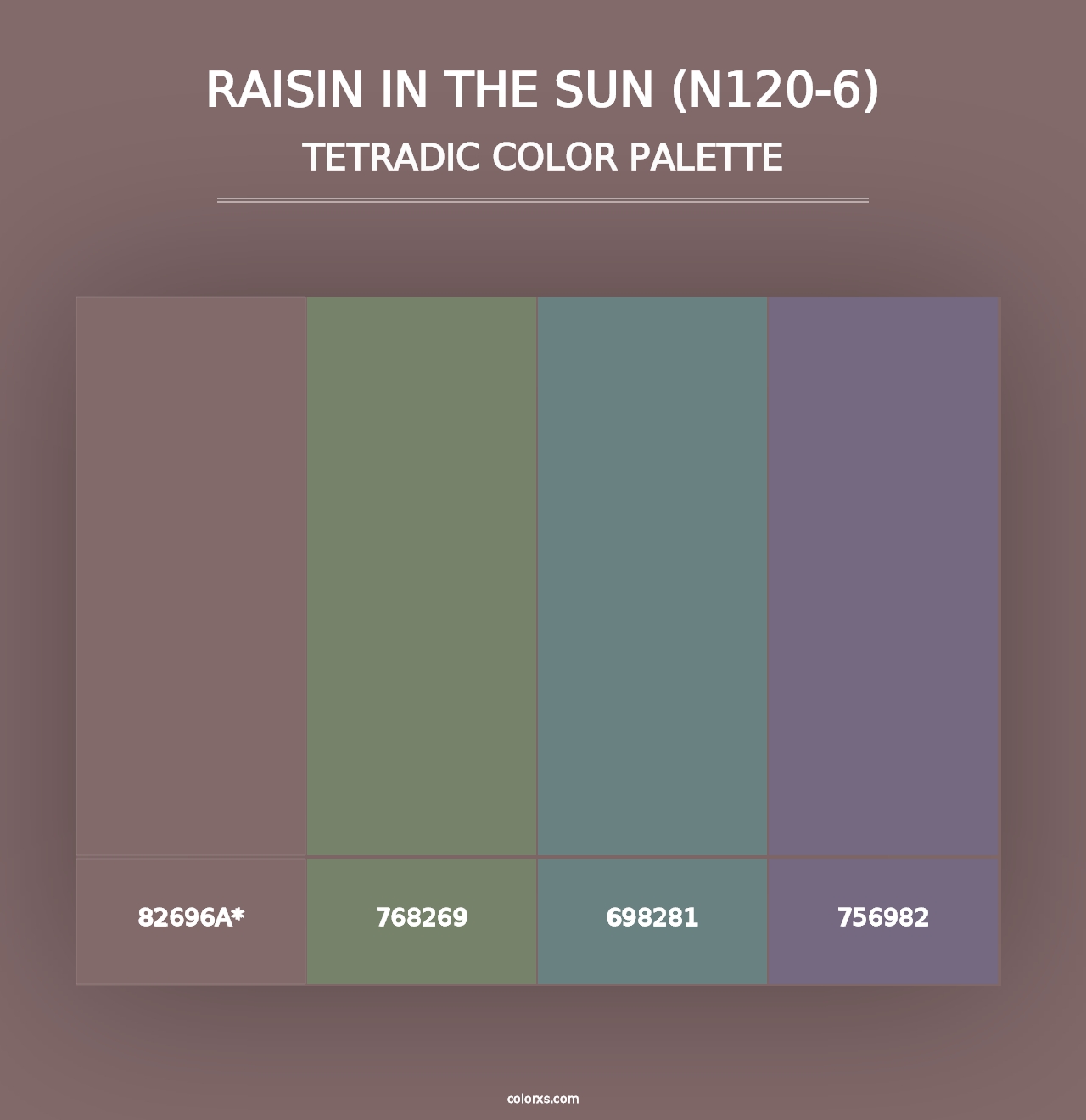 Raisin In The Sun (N120-6) - Tetradic Color Palette