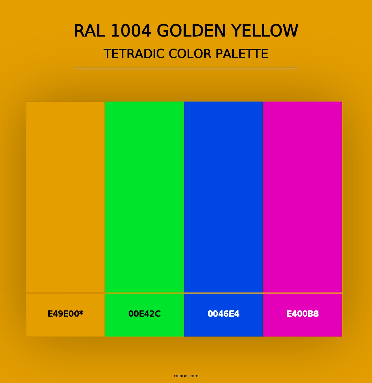 RAL 1004 Golden Yellow - Tetradic Color Palette