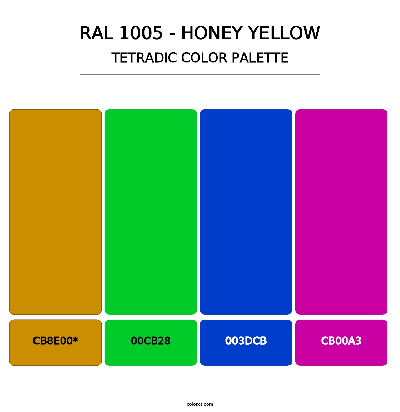 RAL 1005 - Honey Yellow - Tetradic Color Palette