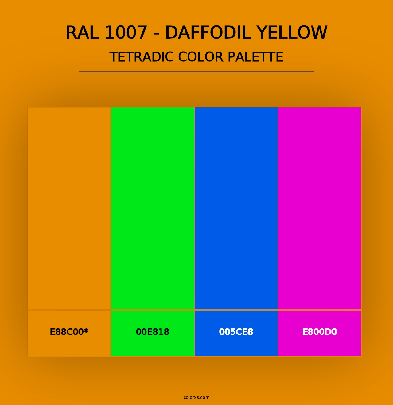 RAL 1007 - Daffodil Yellow - Tetradic Color Palette