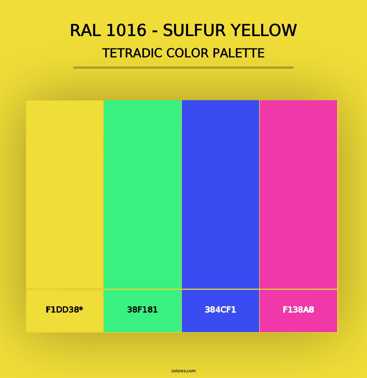 RAL 1016 - Sulfur Yellow - Tetradic Color Palette