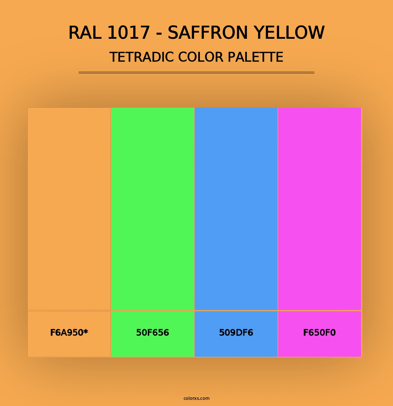 RAL 1017 - Saffron Yellow - Tetradic Color Palette