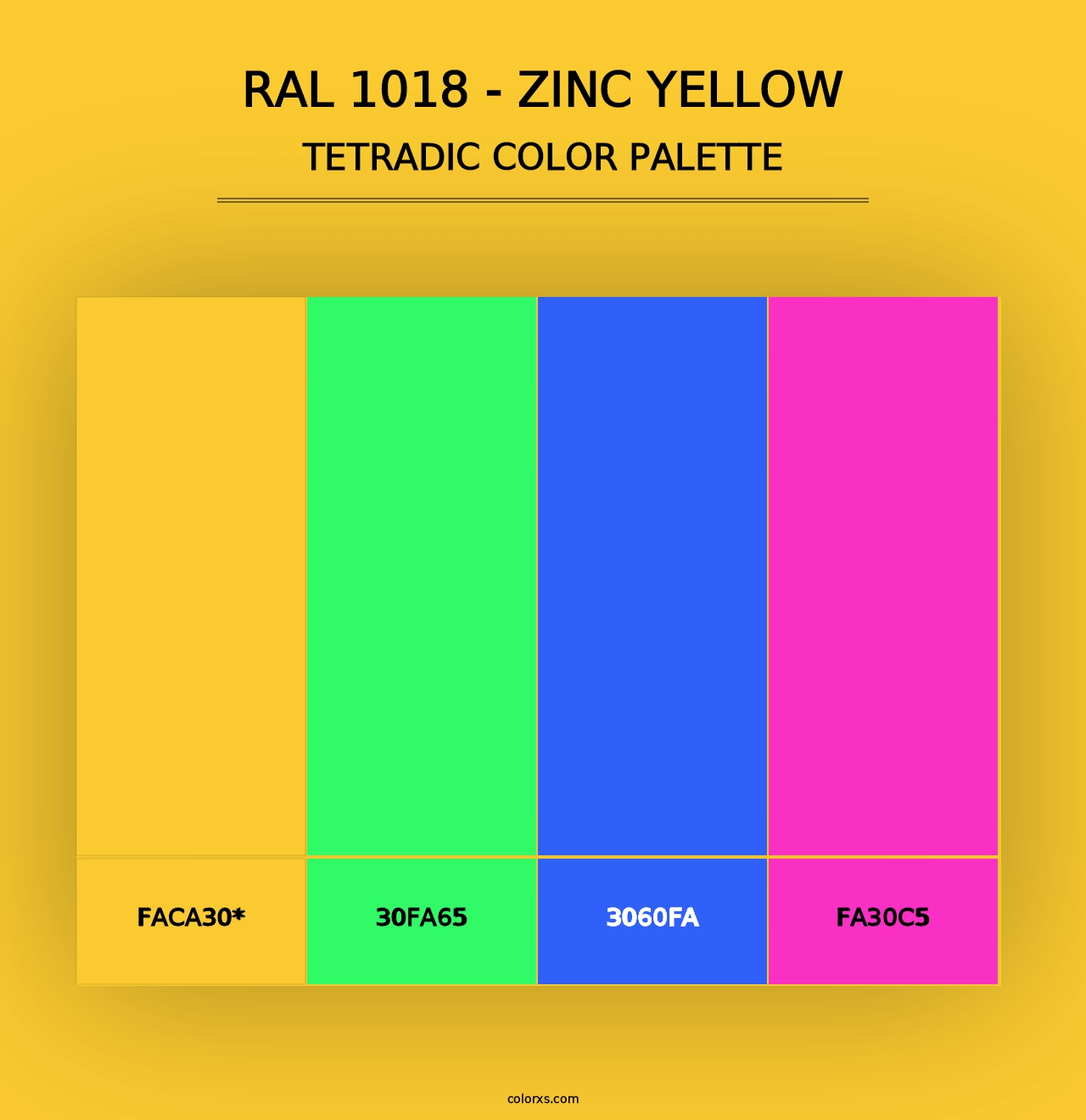 RAL 1018 - Zinc Yellow - Tetradic Color Palette