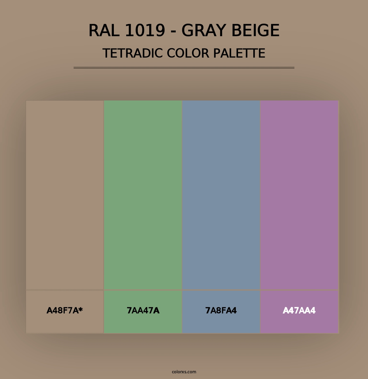 RAL 1019 - Gray Beige - Tetradic Color Palette