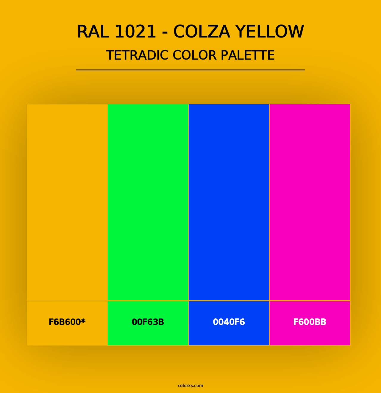 RAL 1021 - Colza Yellow - Tetradic Color Palette