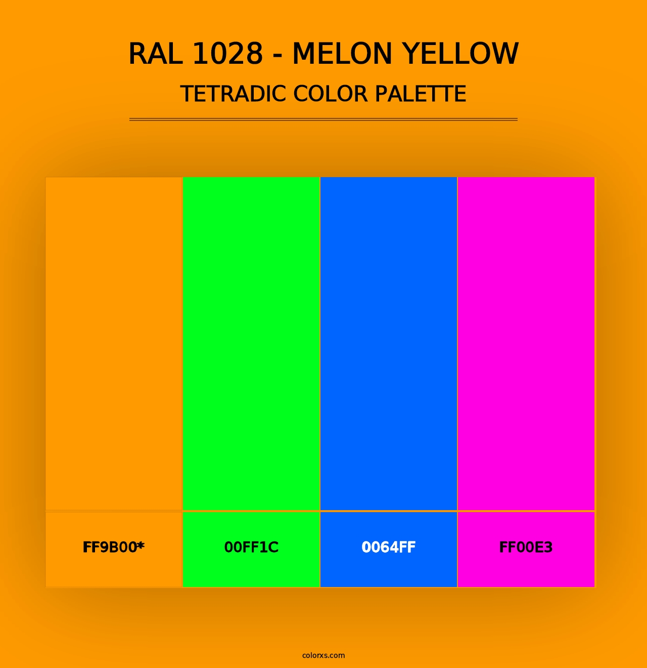 RAL 1028 - Melon Yellow - Tetradic Color Palette