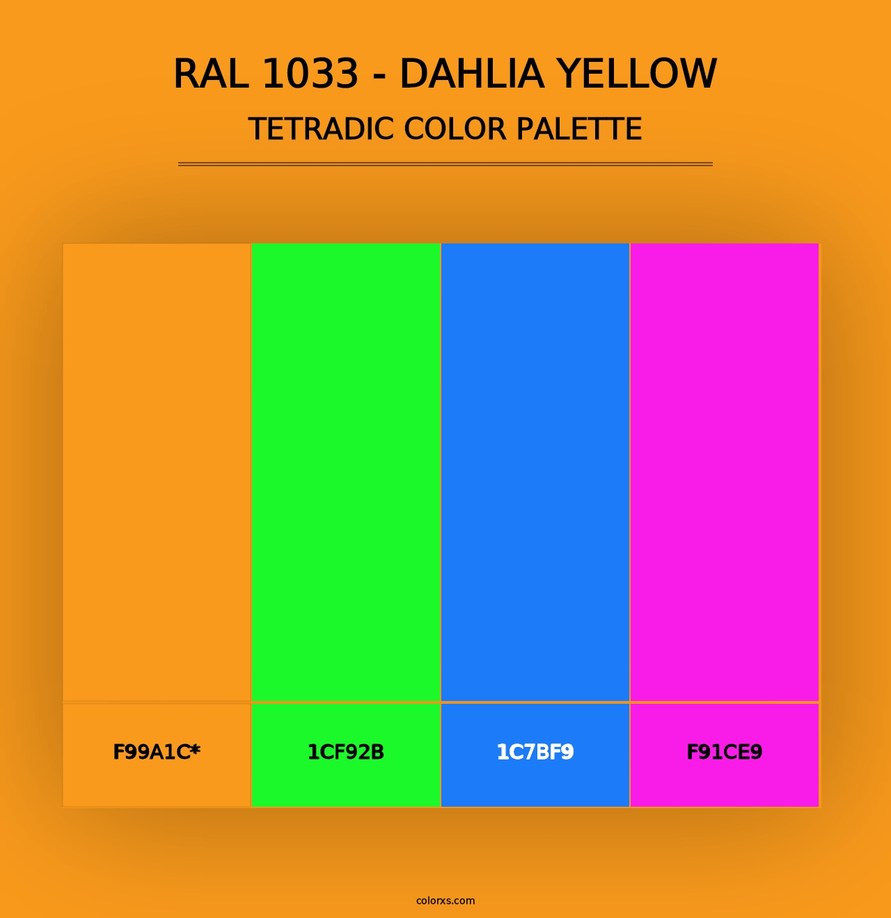 RAL 1033 - Dahlia Yellow - Tetradic Color Palette