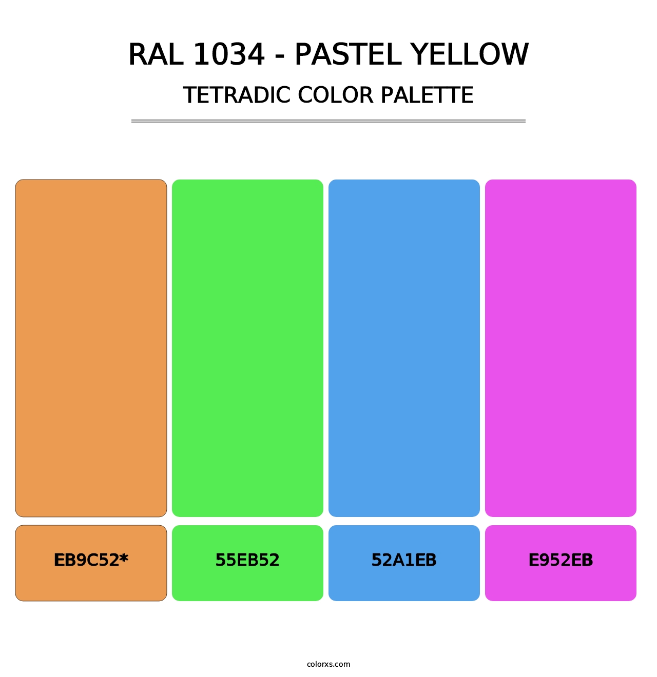 RAL 1034 - Pastel Yellow - Tetradic Color Palette