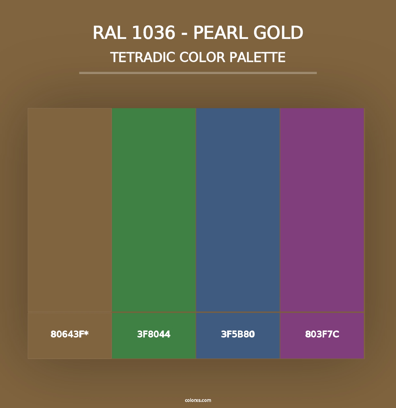 RAL 1036 - Pearl Gold - Tetradic Color Palette