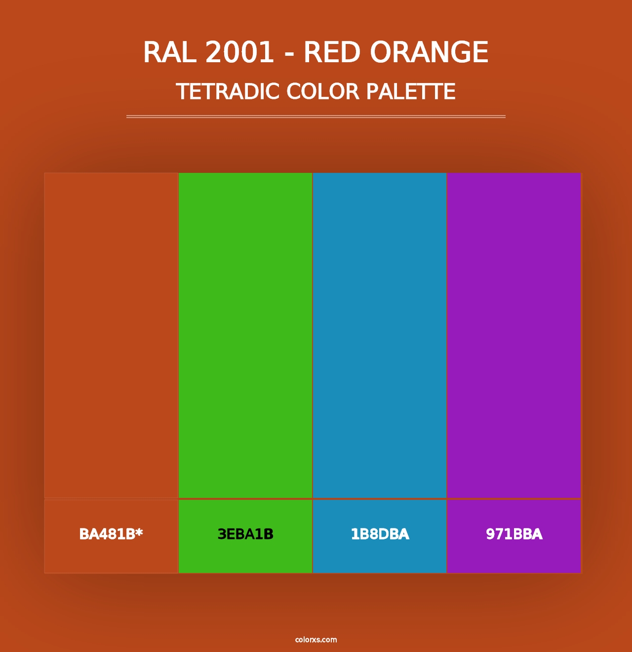 RAL 2001 - Red Orange - Tetradic Color Palette