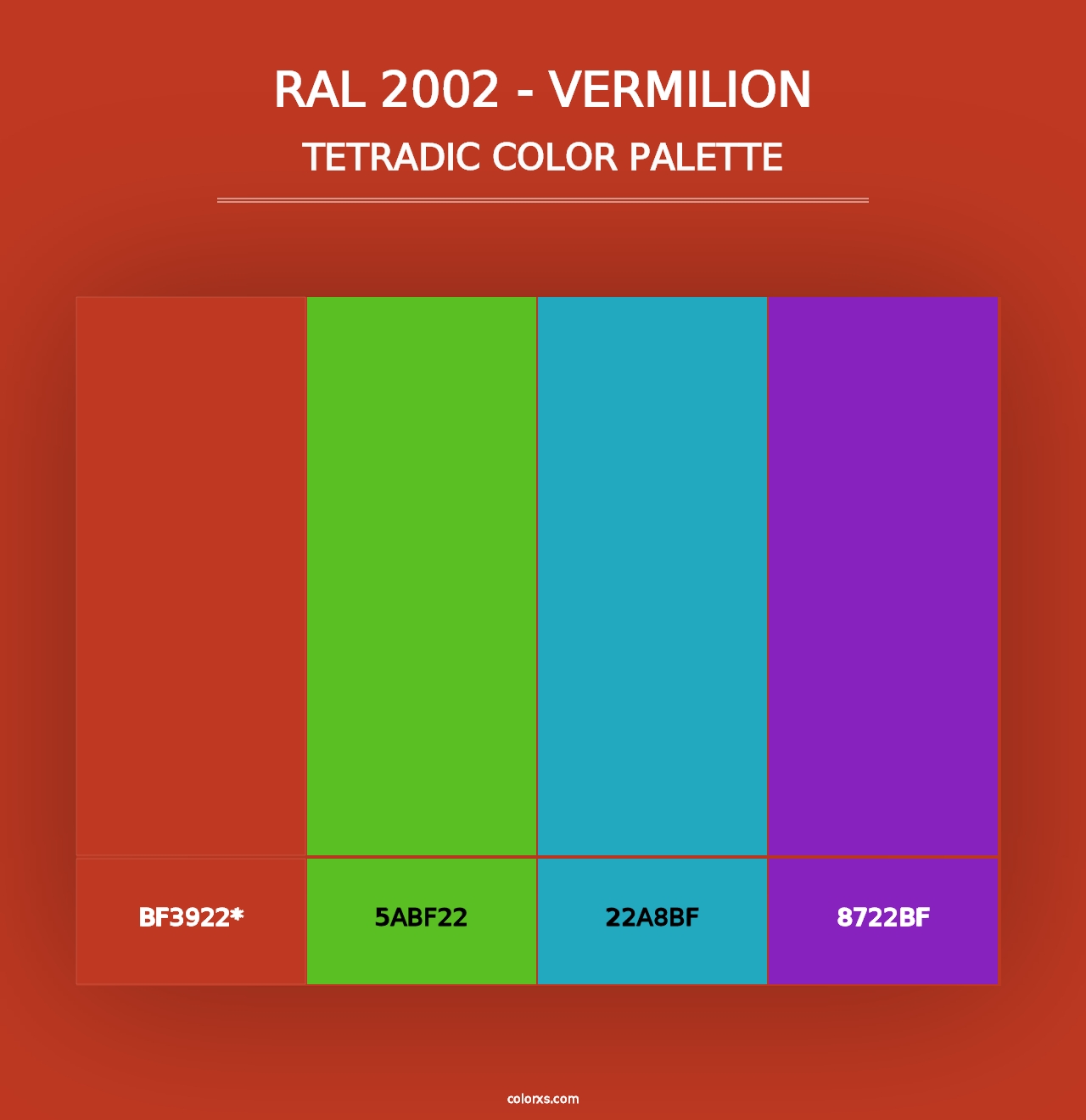 RAL 2002 - Vermilion - Tetradic Color Palette