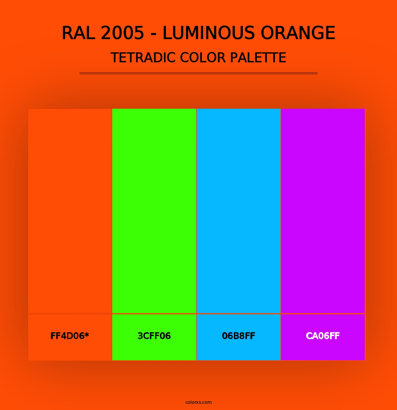 RAL 2005 - Luminous Orange - Tetradic Color Palette