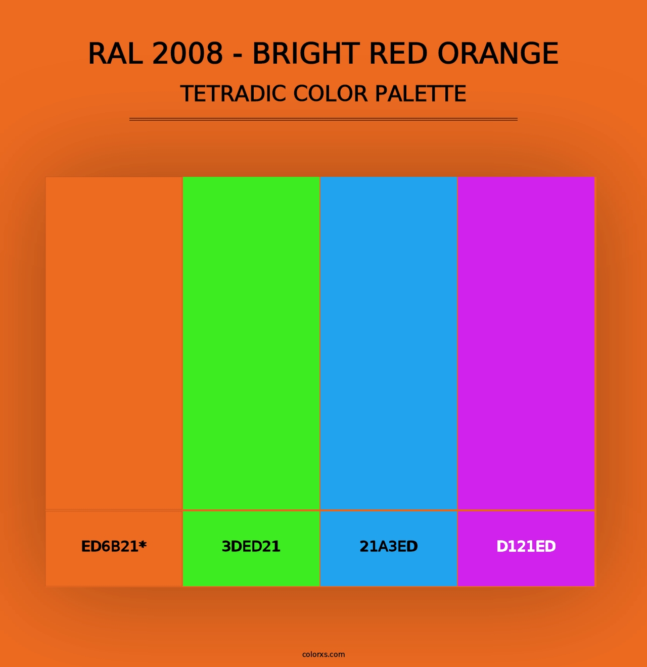 RAL 2008 - Bright Red Orange - Tetradic Color Palette