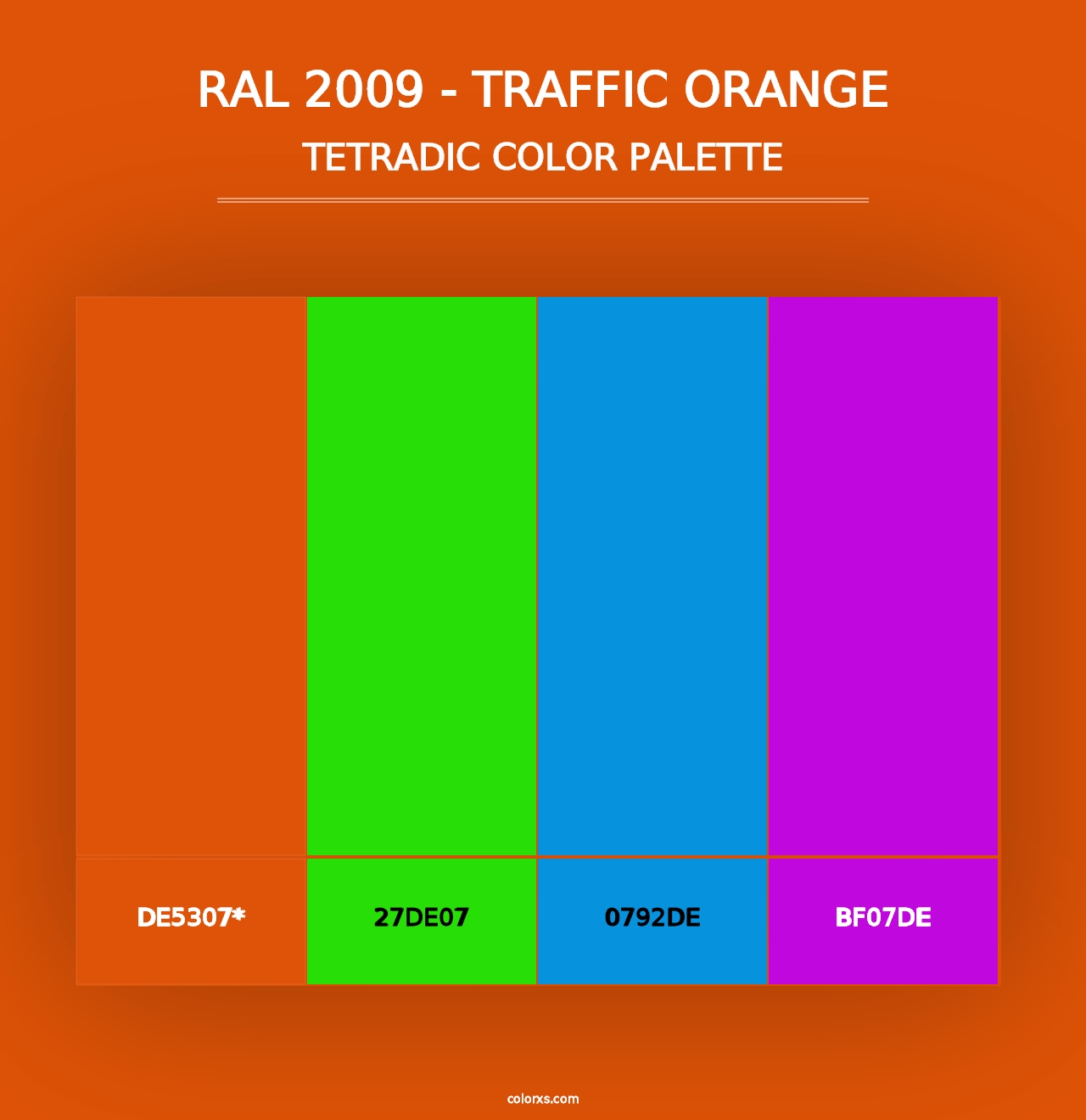 RAL 2009 - Traffic Orange - Tetradic Color Palette