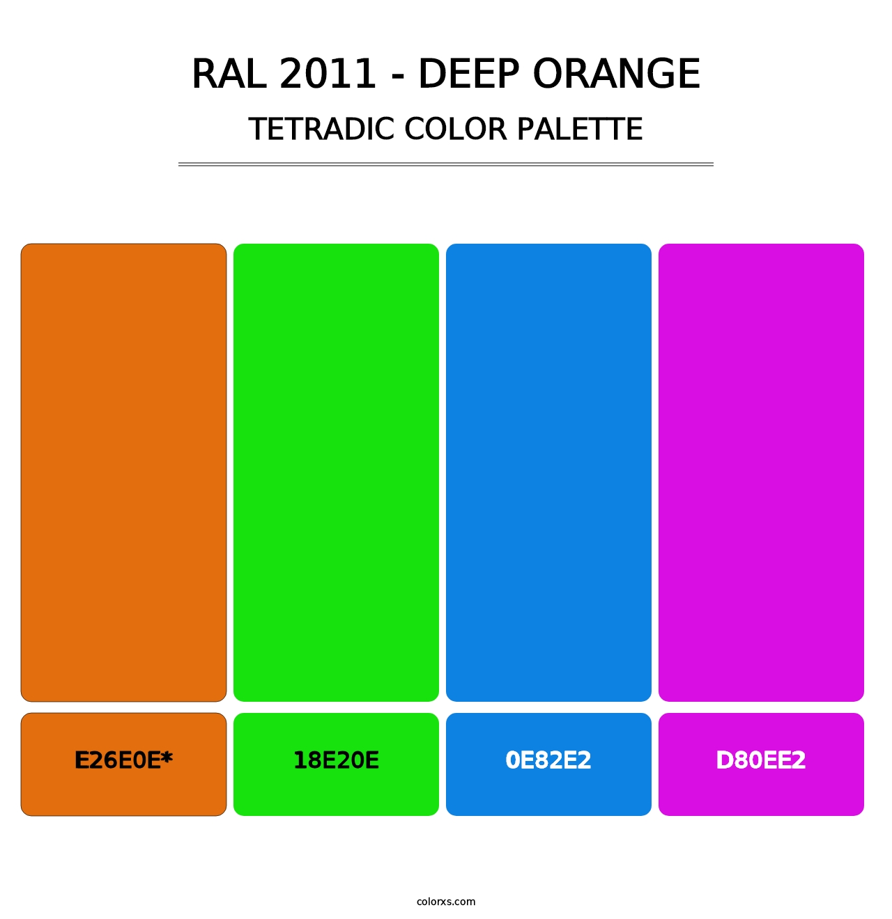 RAL 2011 - Deep Orange - Tetradic Color Palette