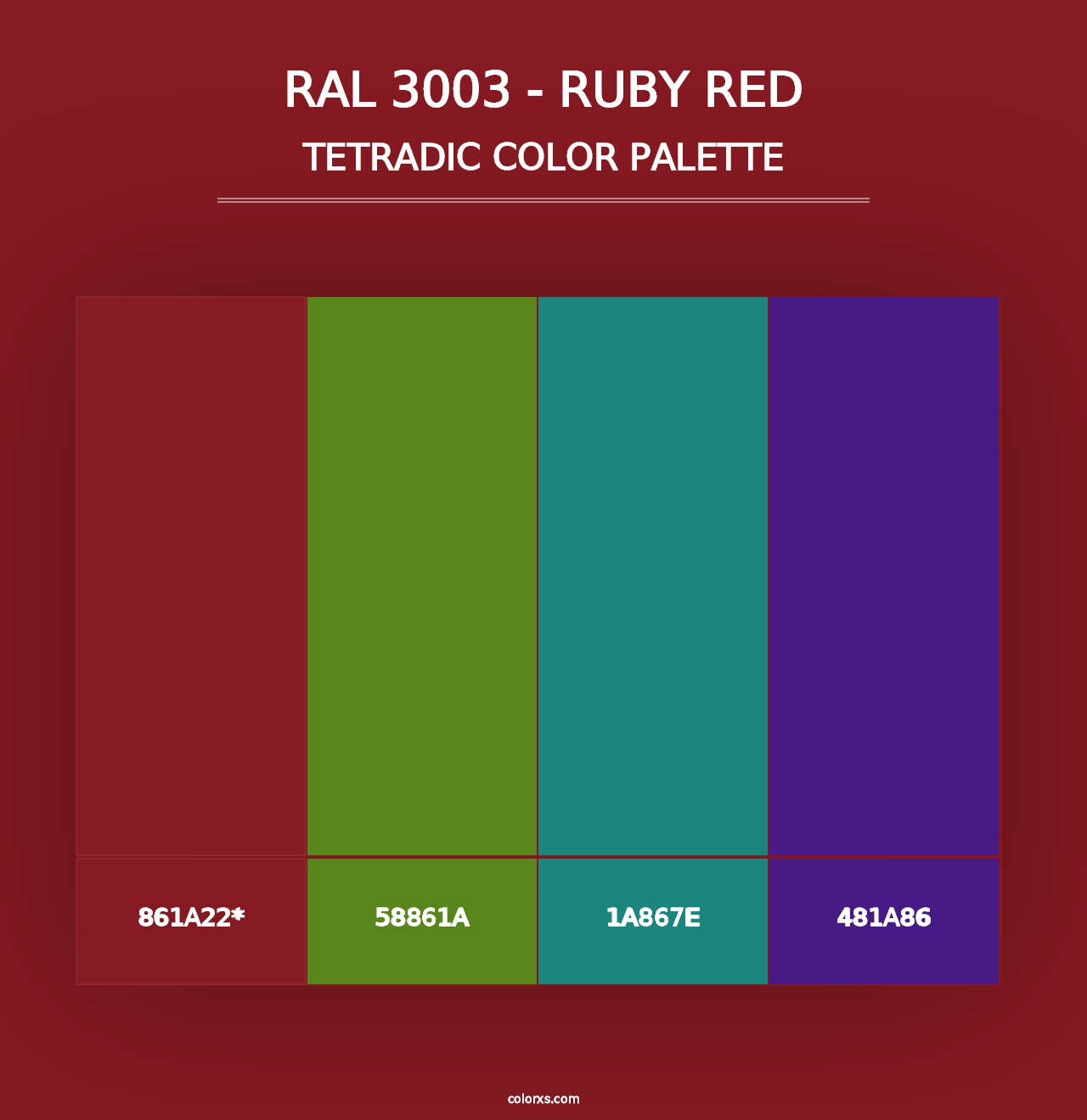 RAL 3003 - Ruby Red - Tetradic Color Palette