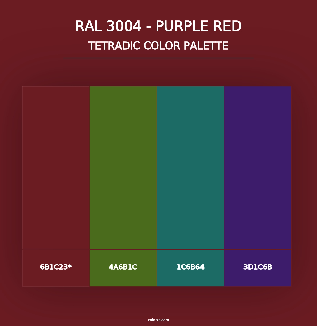 RAL 3004 - Purple Red - Tetradic Color Palette