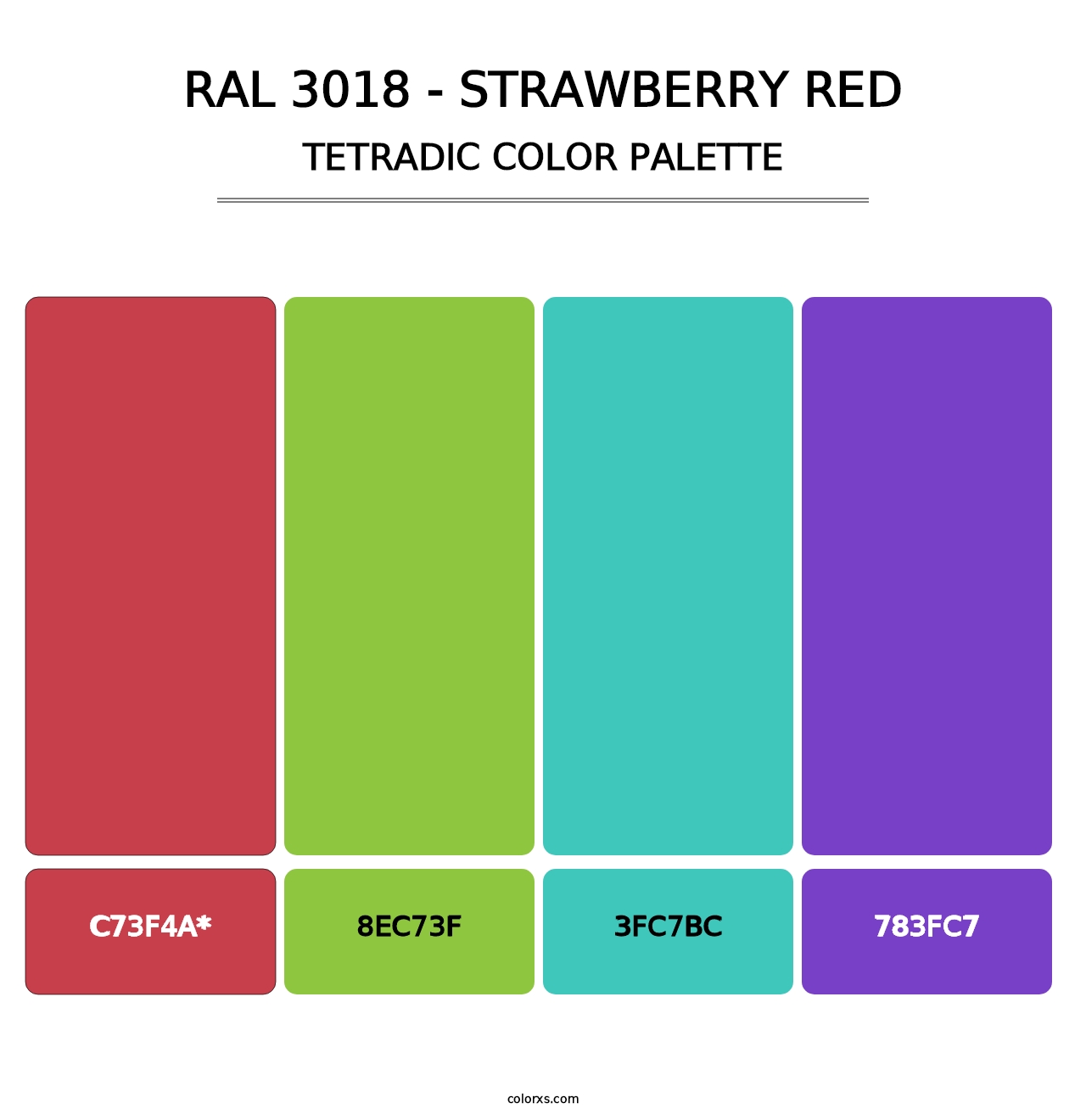 RAL 3018 - Strawberry Red - Tetradic Color Palette