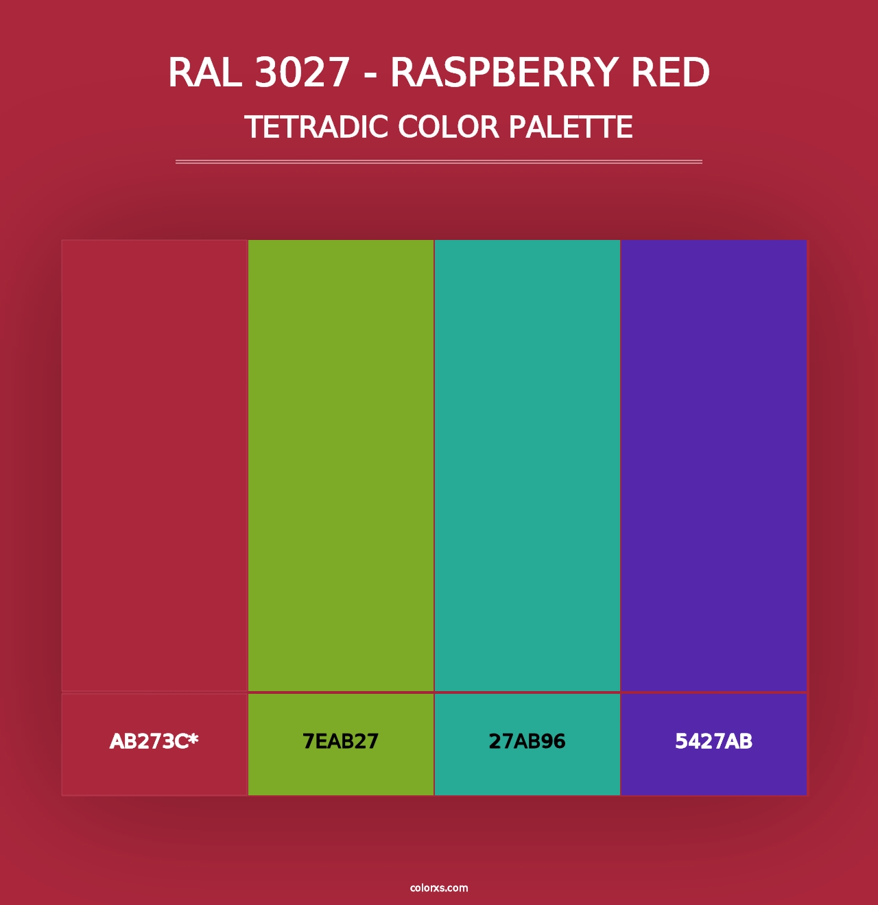 RAL 3027 - Raspberry Red - Tetradic Color Palette