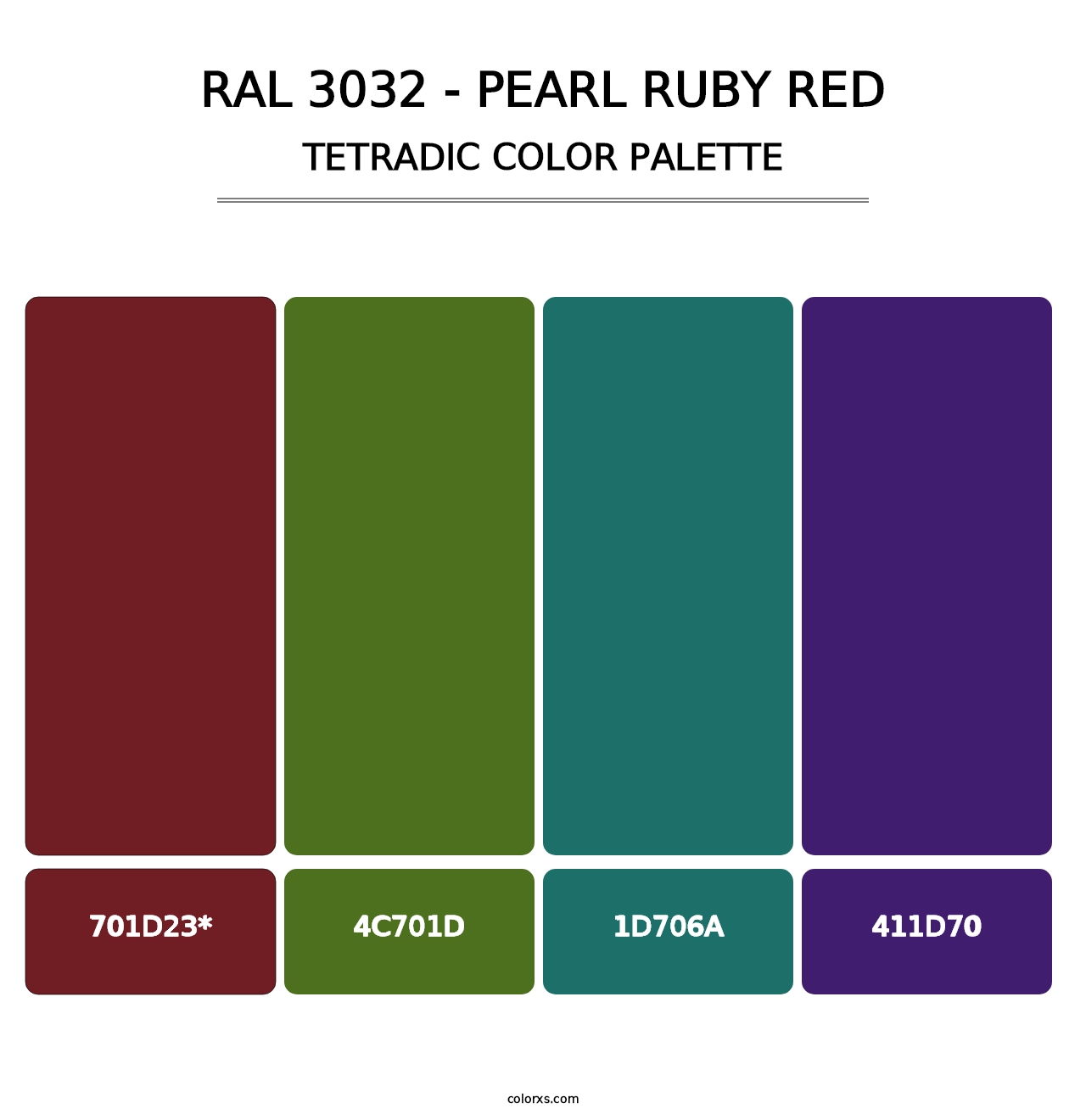 RAL 3032 - Pearl Ruby Red - Tetradic Color Palette