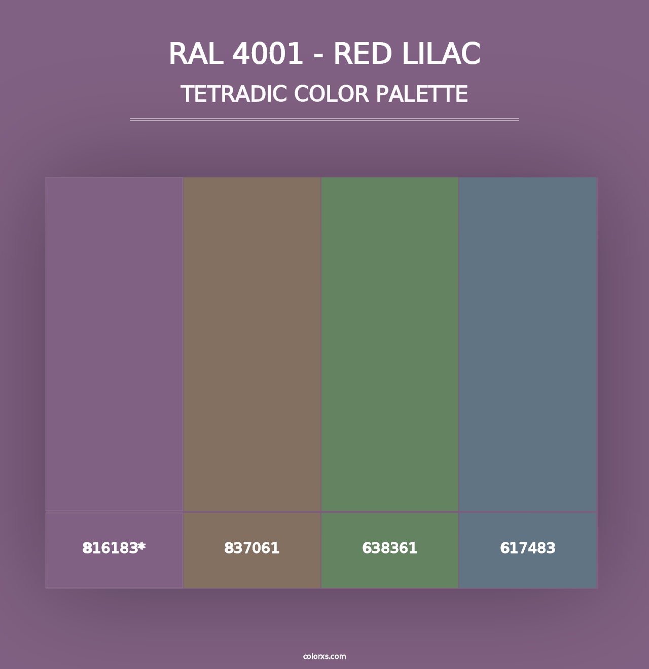 RAL 4001 - Red Lilac - Tetradic Color Palette