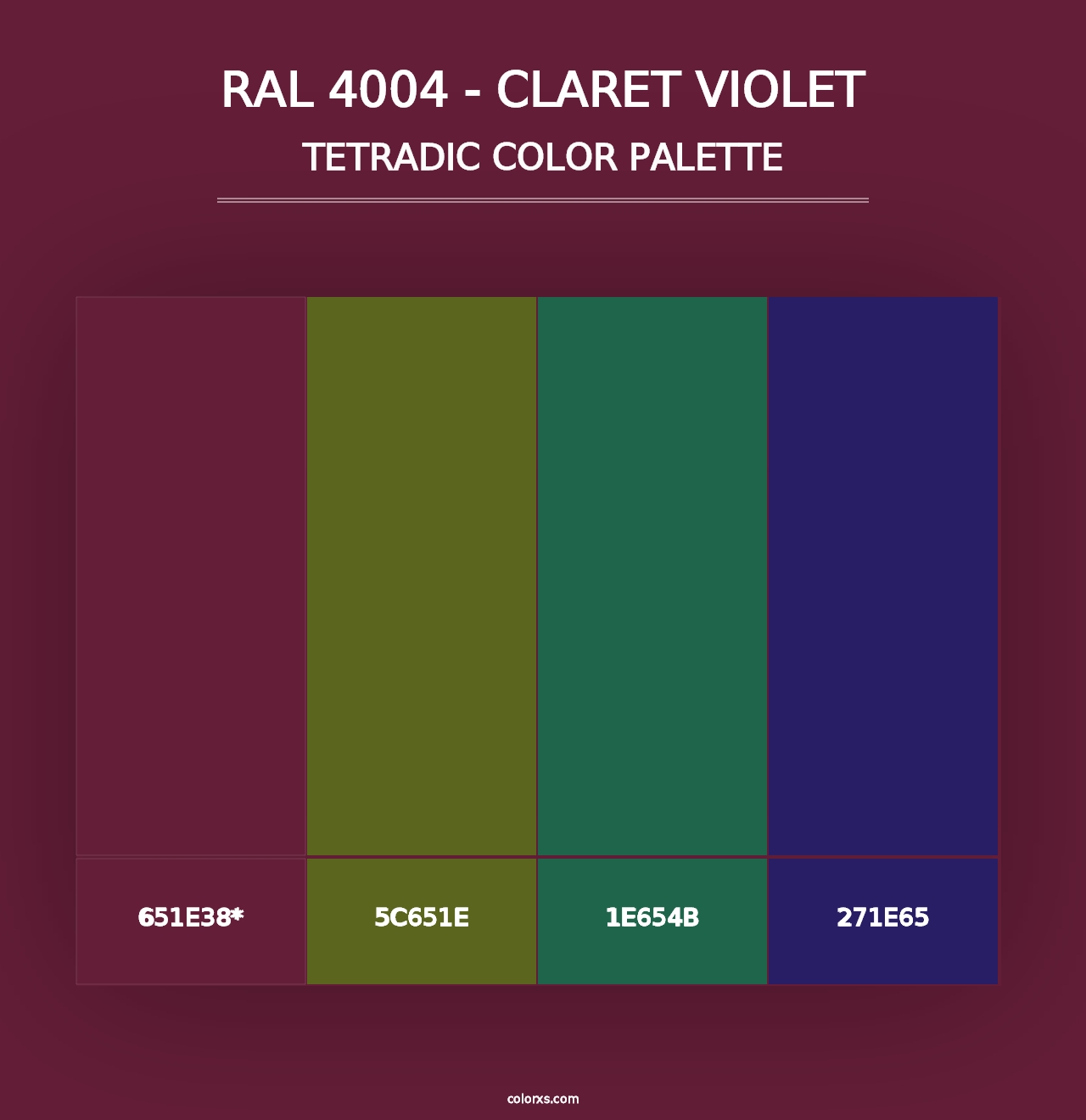 RAL 4004 - Claret Violet - Tetradic Color Palette