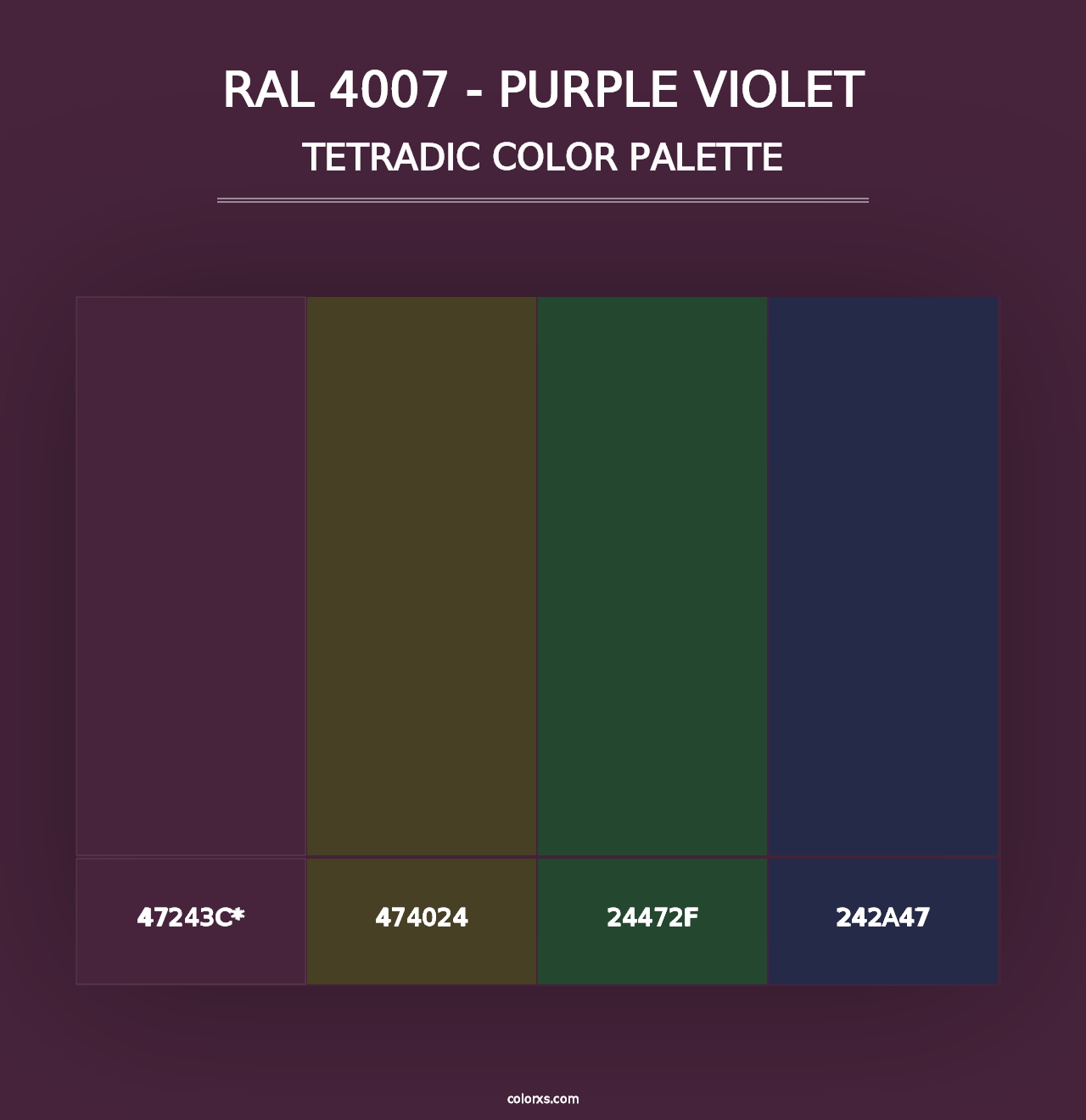 RAL 4007 - Purple Violet - Tetradic Color Palette