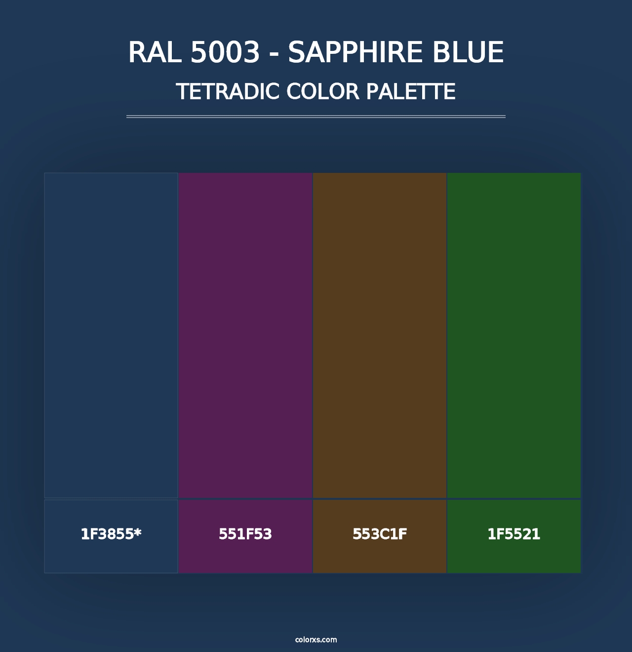 RAL 5003 - Sapphire Blue - Tetradic Color Palette