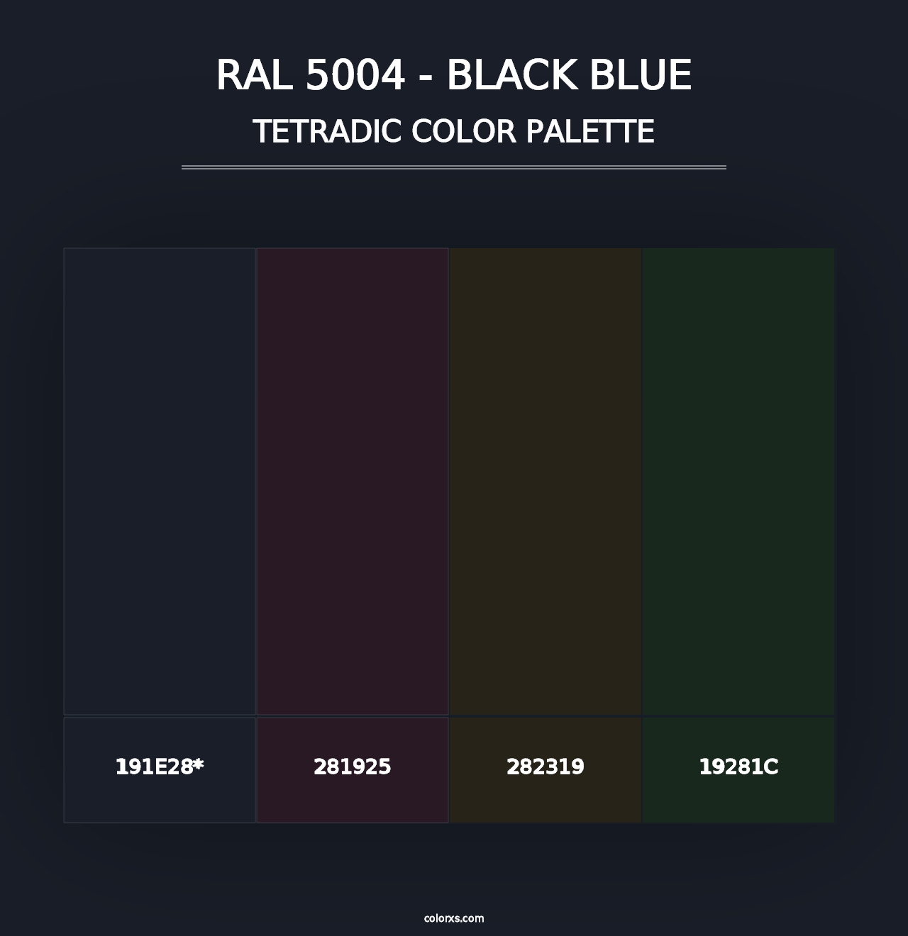 RAL 5004 - Black Blue - Tetradic Color Palette