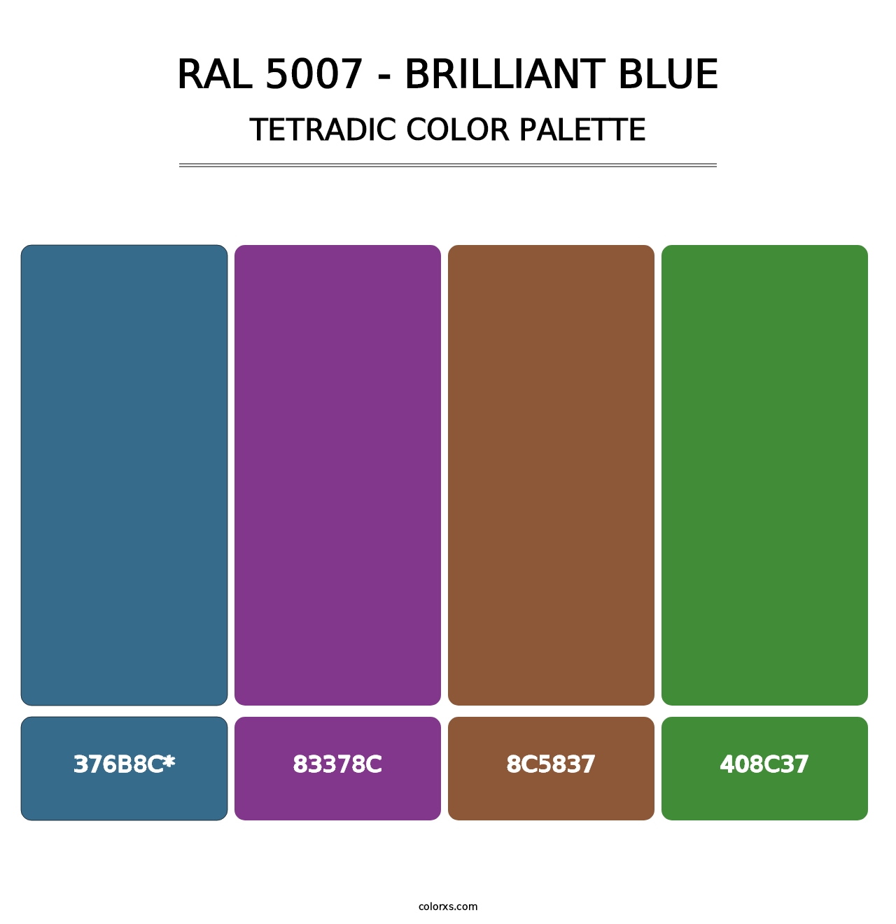 RAL 5007 - Brilliant Blue - Tetradic Color Palette