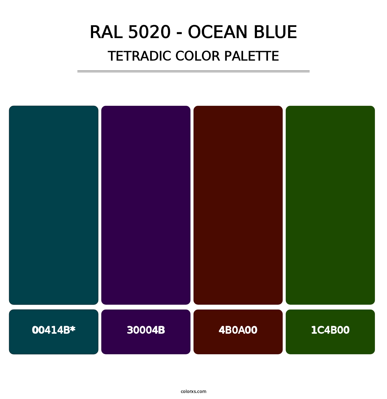 RAL 5020 - Ocean Blue - Tetradic Color Palette