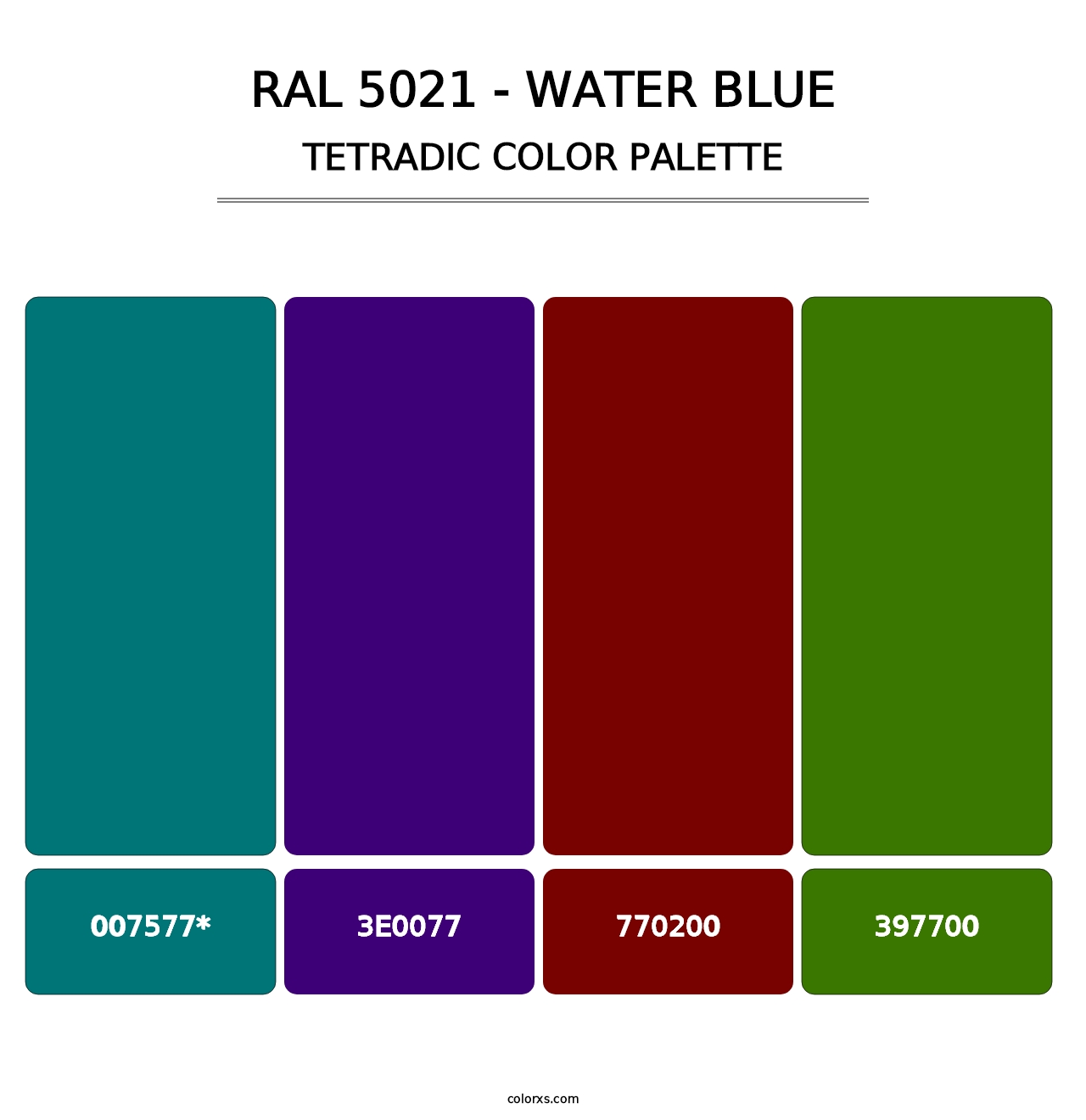 RAL 5021 - Water Blue - Tetradic Color Palette