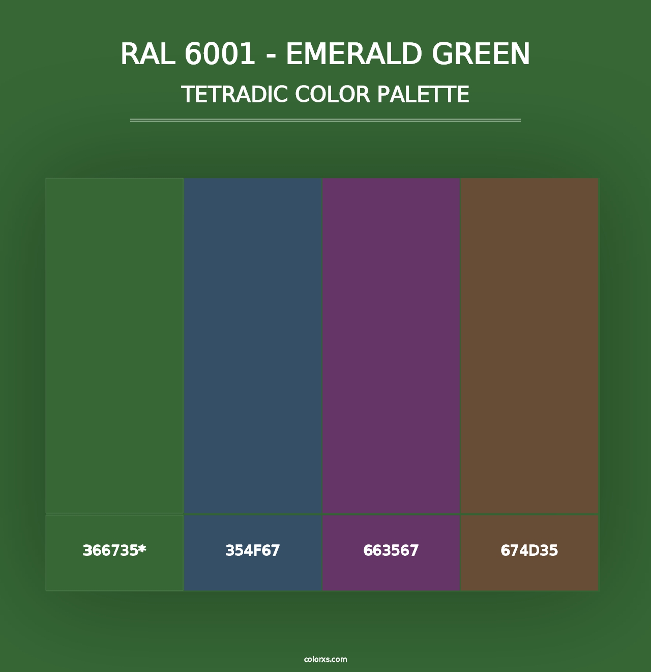 RAL 6001 - Emerald Green - Tetradic Color Palette