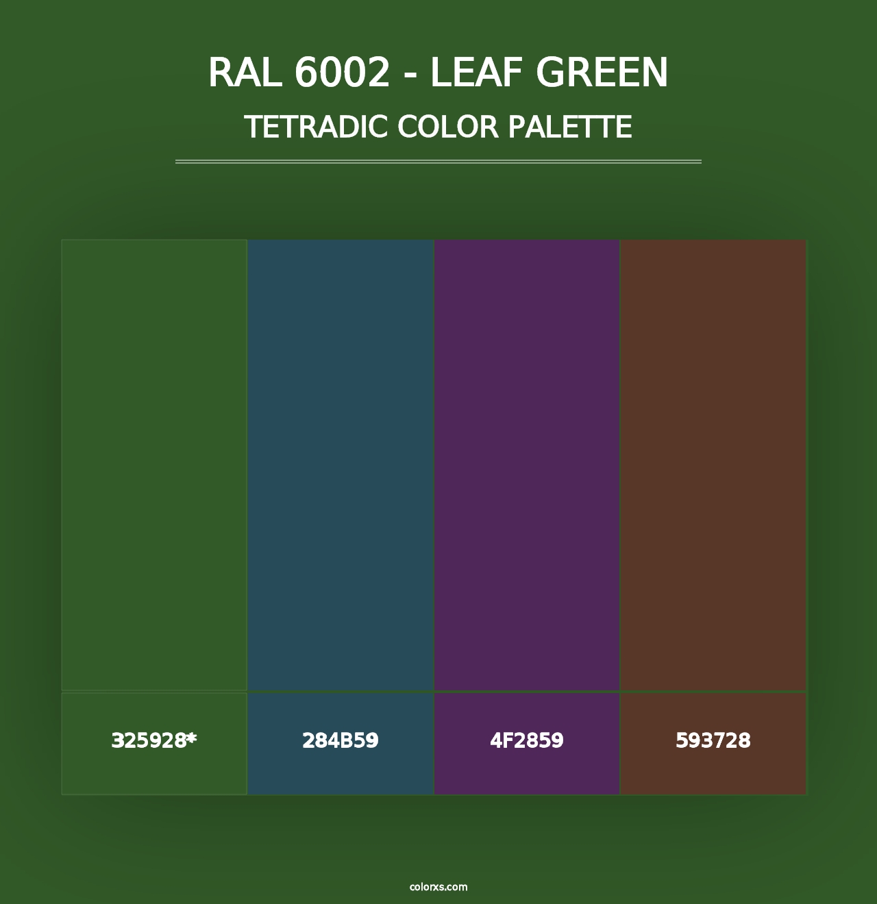 RAL 6002 - Leaf Green - Tetradic Color Palette