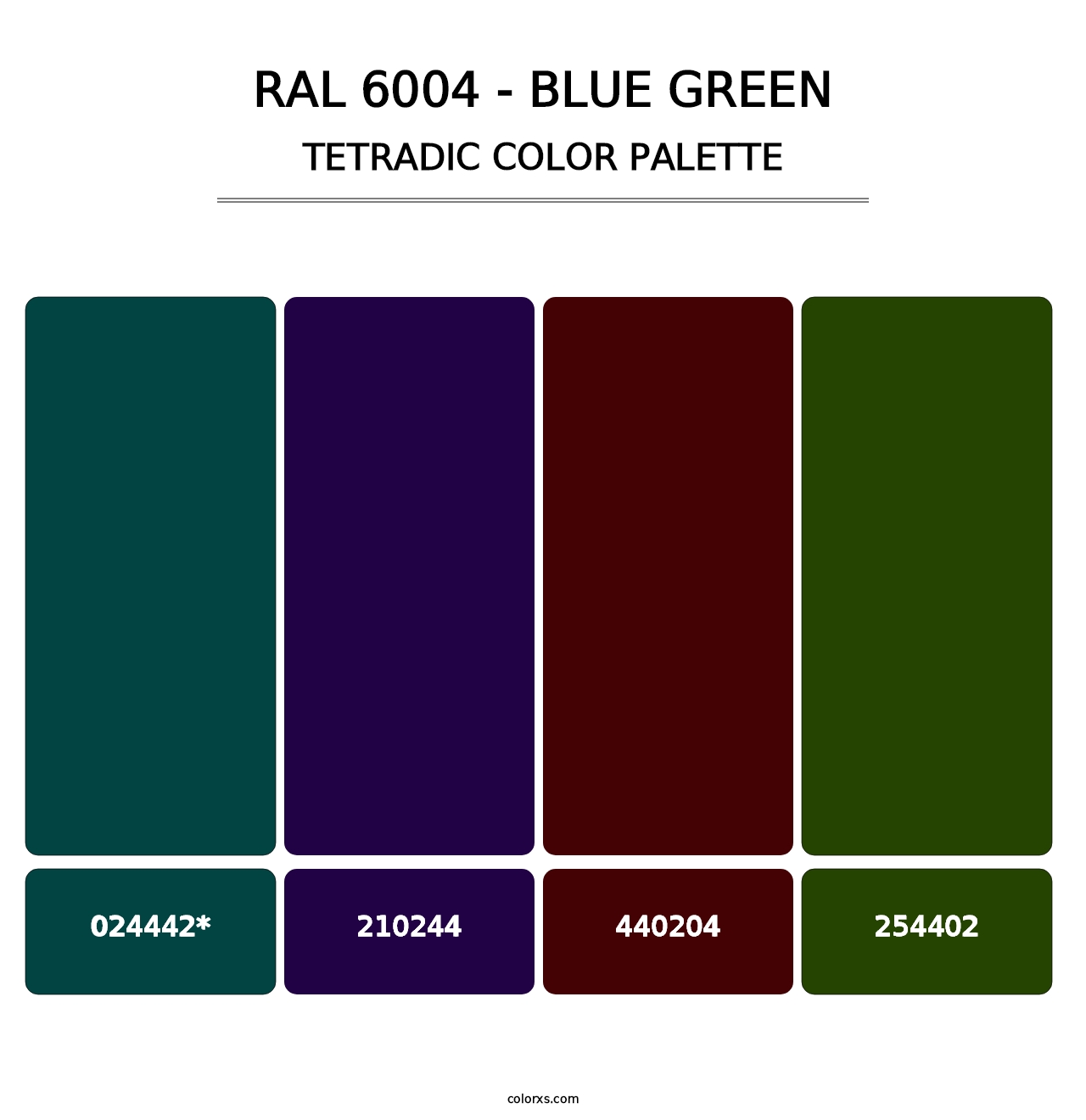 RAL 6004 - Blue Green - Tetradic Color Palette