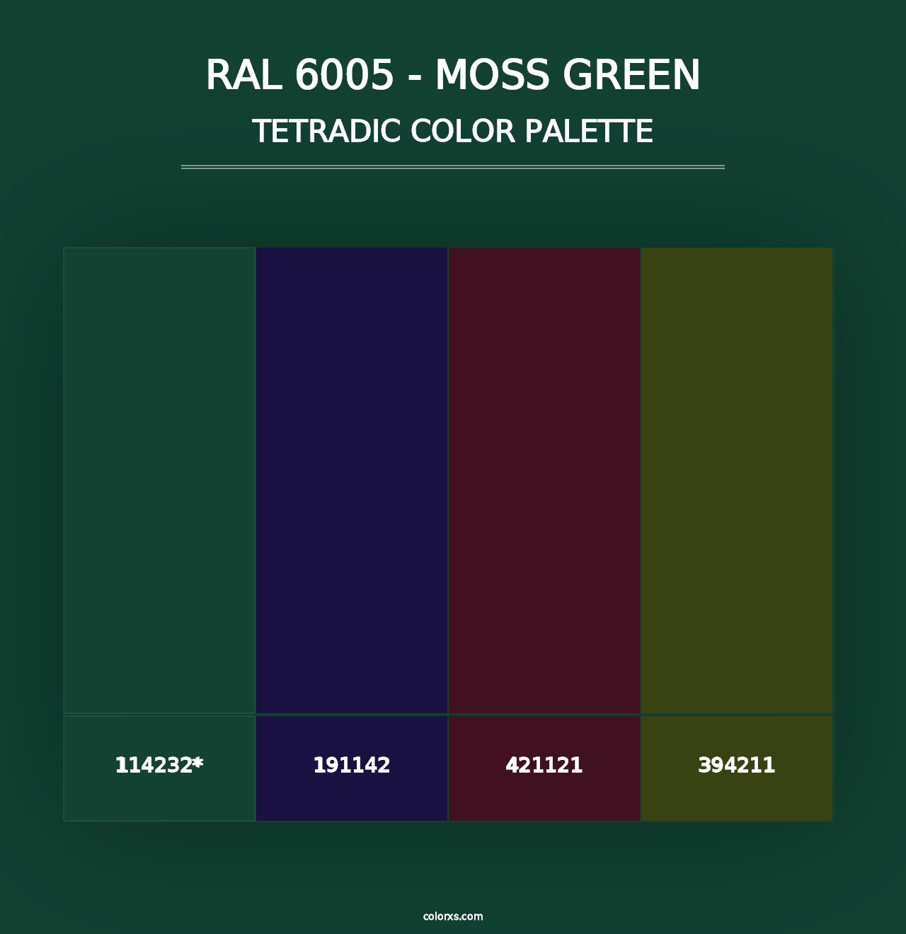 RAL 6005 - Moss Green - Tetradic Color Palette