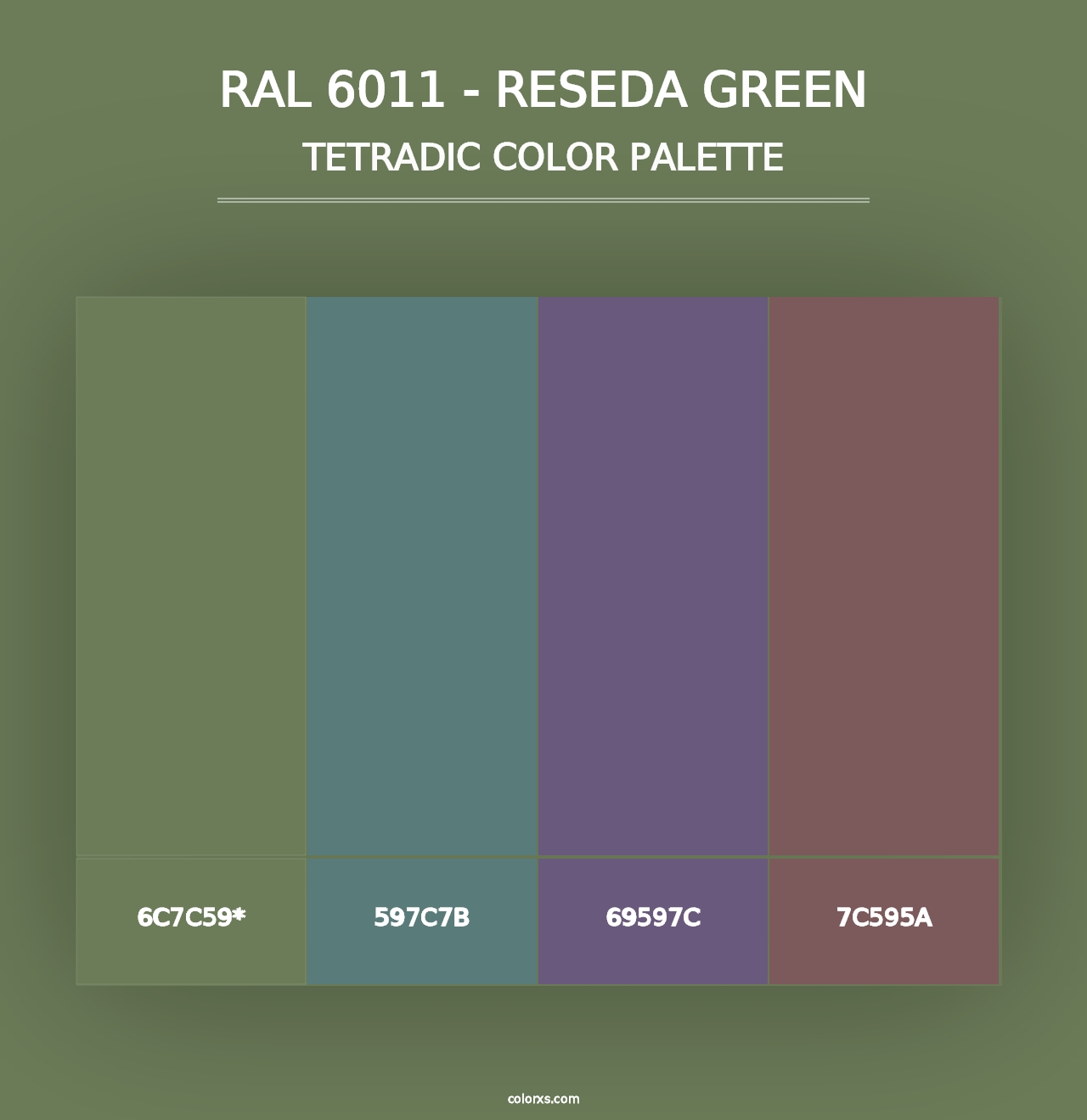 RAL 6011 - Reseda Green - Tetradic Color Palette