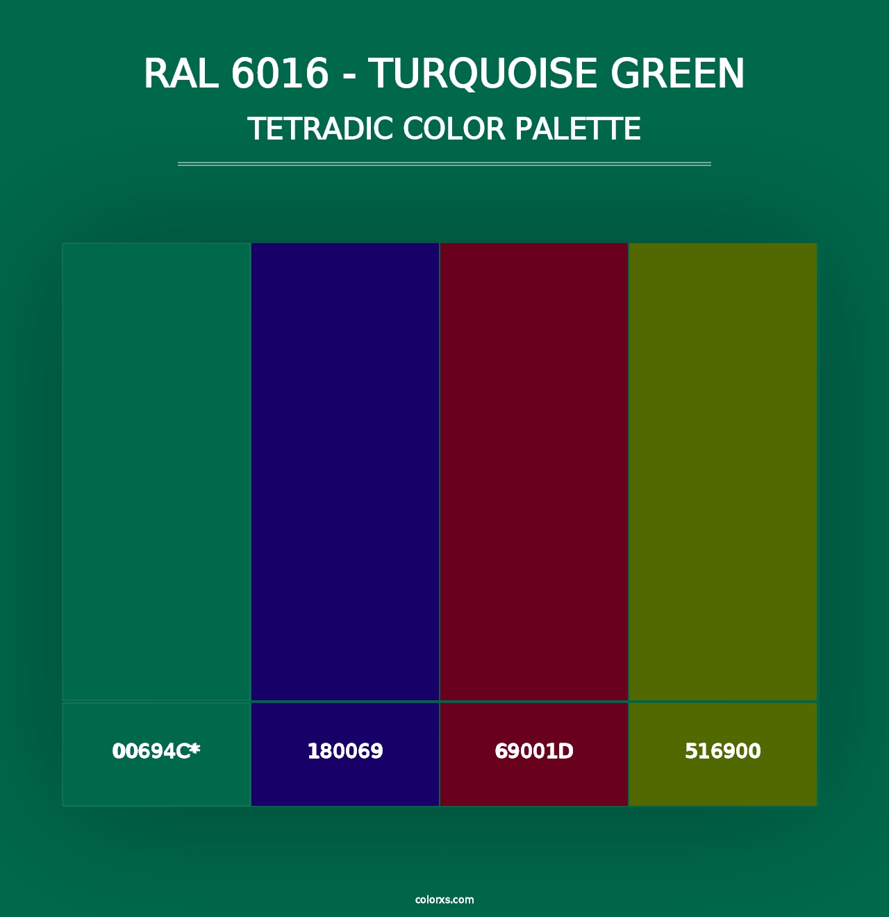 RAL 6016 - Turquoise Green - Tetradic Color Palette