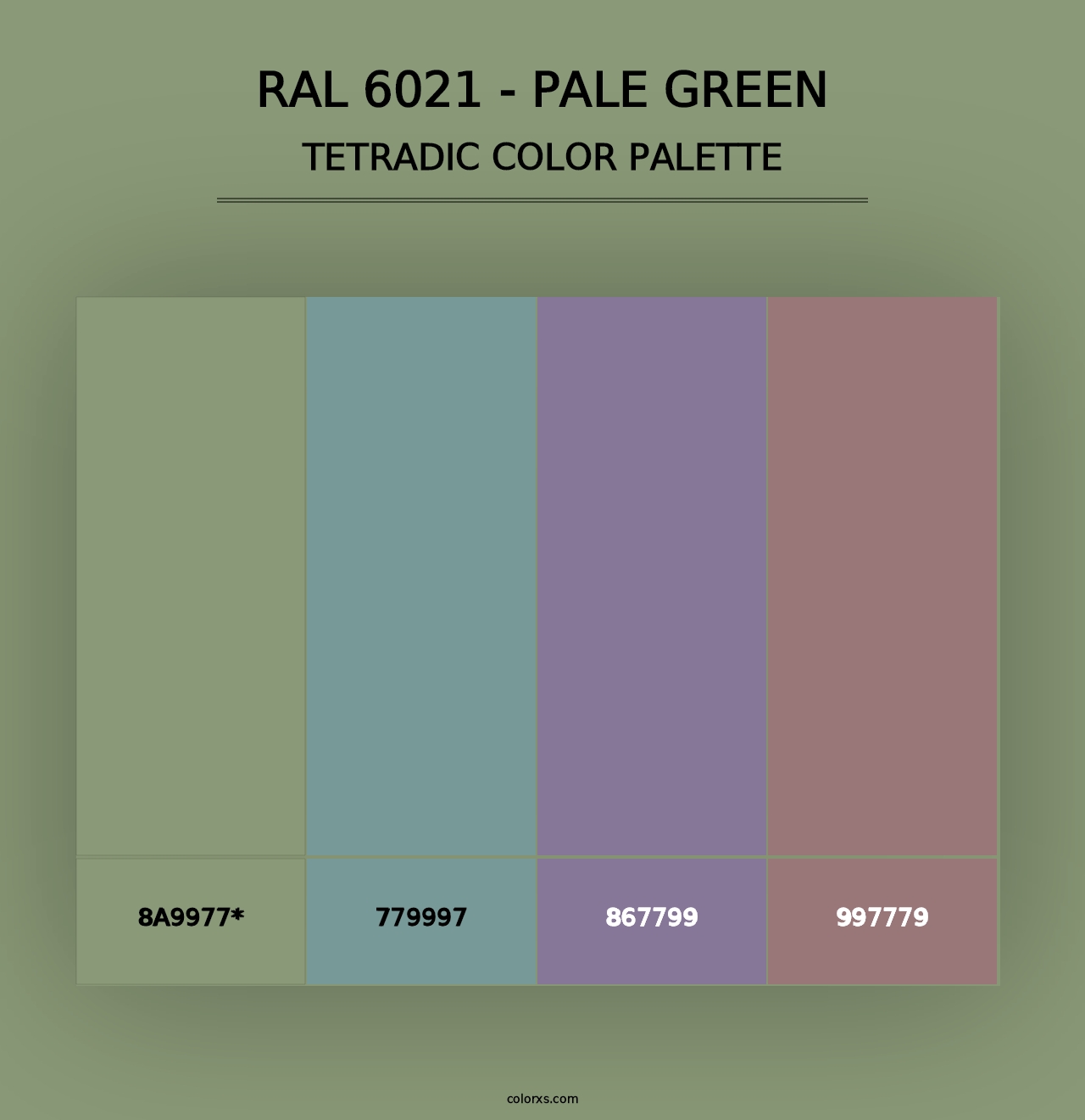 RAL 6021 - Pale Green - Tetradic Color Palette