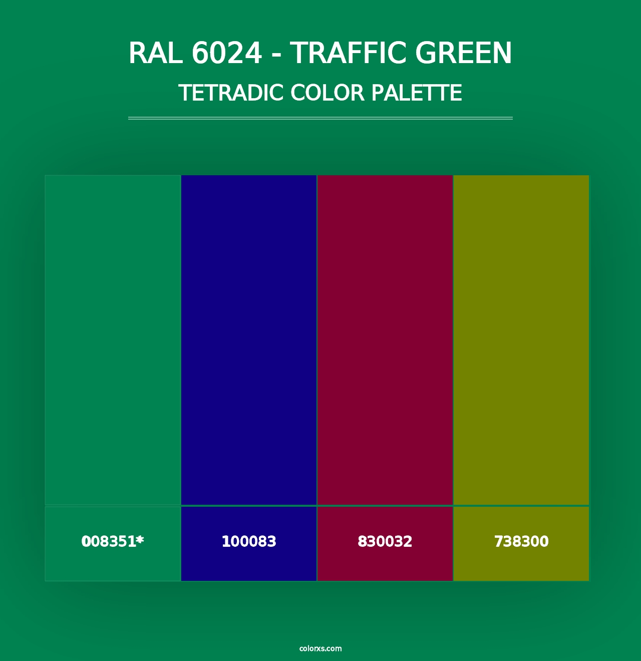 RAL 6024 - Traffic Green - Tetradic Color Palette