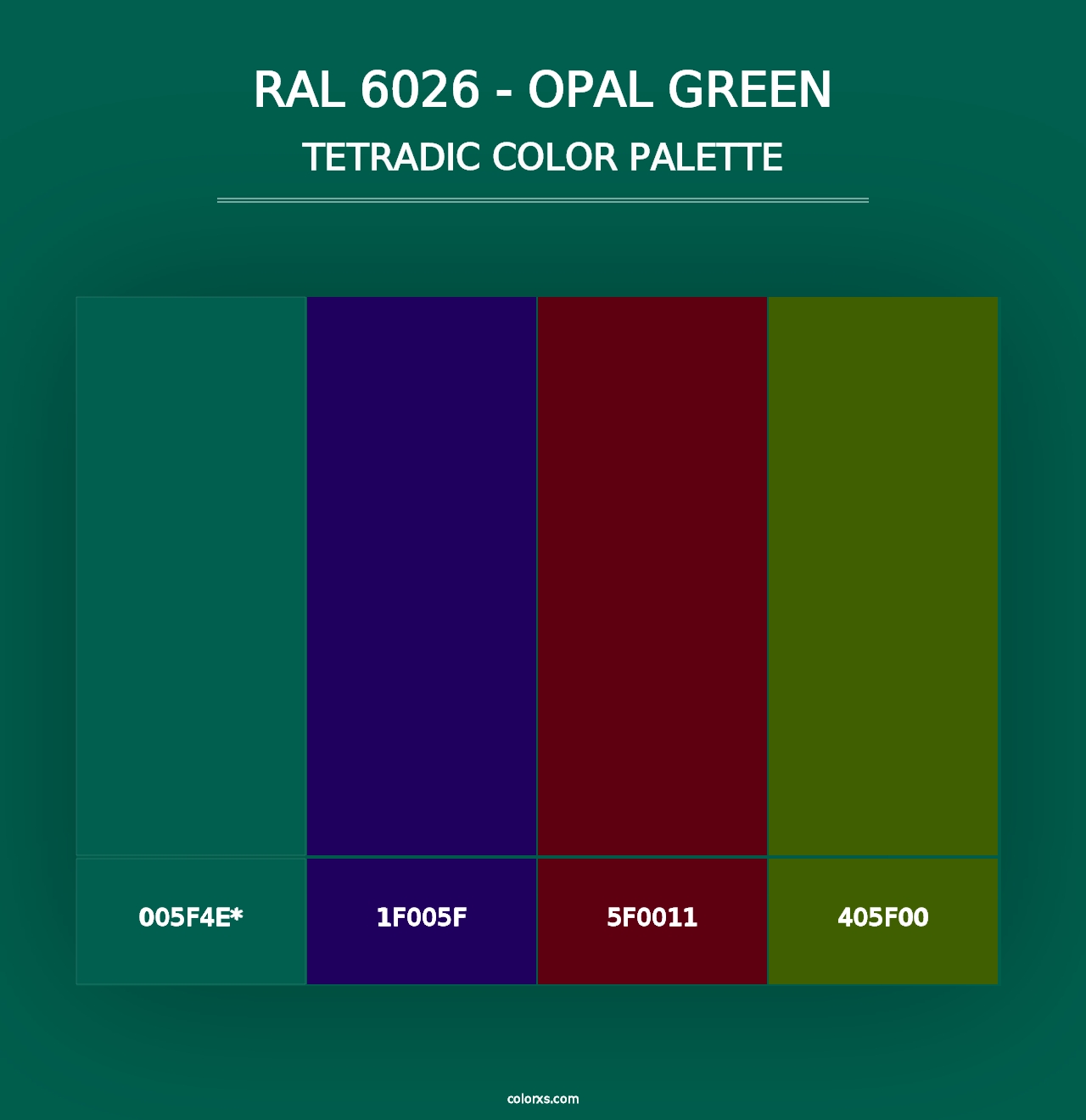 RAL 6026 - Opal Green - Tetradic Color Palette