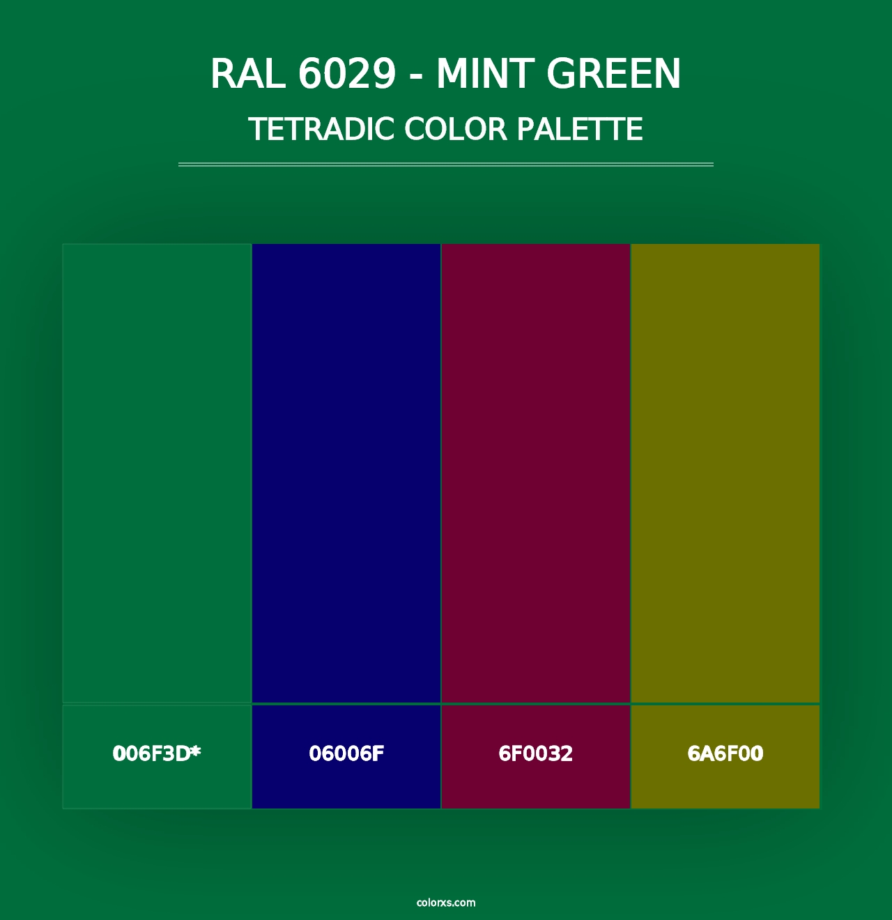 RAL 6029 - Mint Green - Tetradic Color Palette