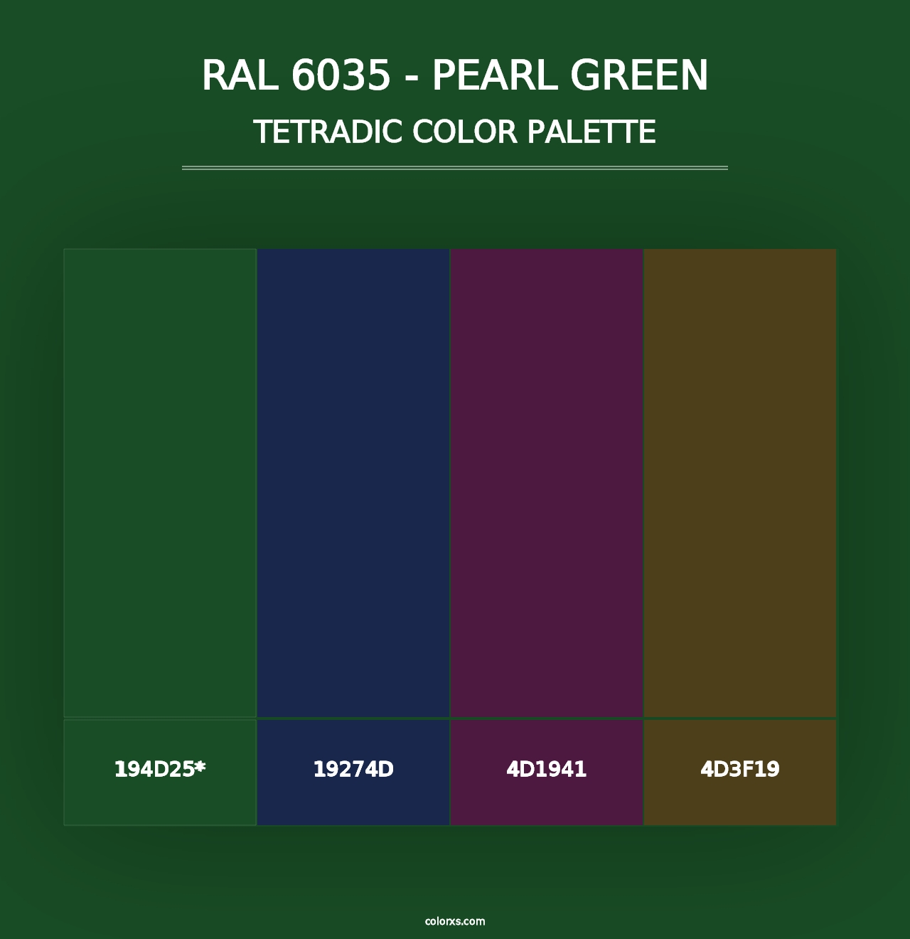 RAL 6035 - Pearl Green - Tetradic Color Palette